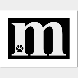 Letter M Lower Case m Alphabet tee with dog & cat paw T-Shirt Posters and Art